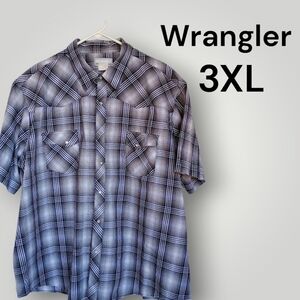 Wrangler Wrancher Western style shirt black gray pearl snaps men's size 3xl